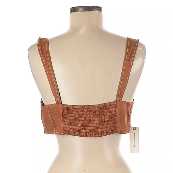 Anthropologie Mango Caramel Seamed Corset Crop Top NWT Size Medium M - Picture 5 of 6